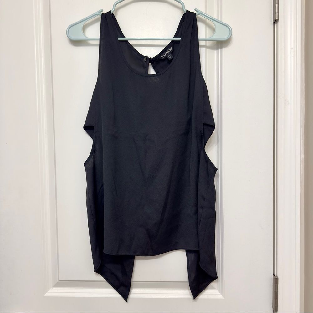 Express Black Sheer Cut Out Open Back Top
